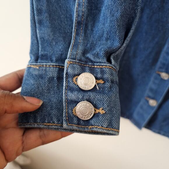 Forever 21 Button Down Dark Wash Denim Skirt Dress Size S - Picture 4 of 6